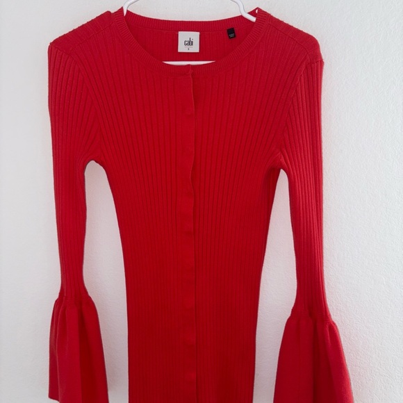 CAbi Red Ribbed Bell Sleeve Sweater - Picture 4 of 13